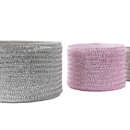 Veelzijdige mand DKD Home Decor Grijs Roze Polypropyleen 27 x 27 x 17 cm 4 Kg 3 Onderdelen (3 Stuks)