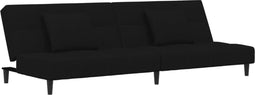 vidaXL - Slaapbank - 2-zits - met - 2 - kussens - fluweel - zwart