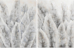 Schilderij Home ESPRIT Blad van een plant Traditioneel 90 x 3 x 120 cm (2 Stuks)