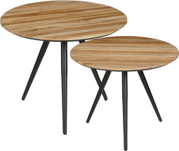 Mica Decorations Jailey - Bijzettafel - Set van 2 - H49 x Ø50 cm - Gerecycled Hout - Bruin (2 stuks)