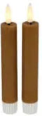 Countryfield Led dinerkaarsen - 15 cm - afstandsbediening - cognac bruin (2 stuks)