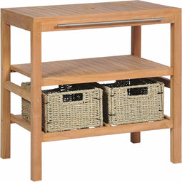 vidaXL - Badkamer - wastafelkast - met - 2 - manden - 74x45x75 - cm - massief - teakhout