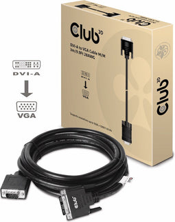 Club3D - DVI-A naar VGA Kabel - Mannelijk/Mannelijk 3 m 28 AWG - Zwart