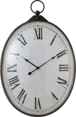 J-Line klok Ovaal Romeinse Cijfers - metaal - zwart - Ø 17 cm