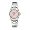 Q&Q Q82A-005PY - Horloge - Analoog - Dames - Vrouwen - stalen band - Rond - Metaal - Streepjes - Zilverkleurig - Roze - 5 ATM