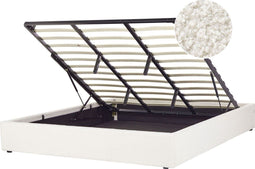 DINAN - Tweepersoonsbed - Wit - 180 x 200 cm - Bouclé