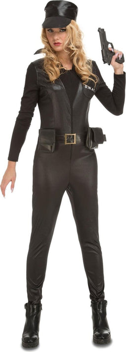 Sexy leather look SWAT kostuum voor vrouwen - Volwassenen kostuums