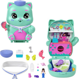 Polly Pocket - Compacte Speelset Hijs De Zeilen Kitty - 1 micropop en 10 accessoires