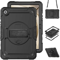 Accezz Rugged Backcover - Tablet Hoes met Schouderstrap - Ingebouwde Screenprotector - Zwart