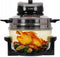 LUND Professional heteluchtoven 12 + 5L - Halogeen oven - 1400W - 9-delige accessoires set - Zwart Grijs