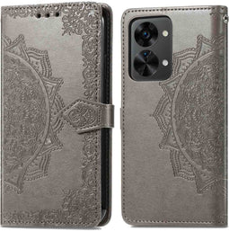 iMoshion Hoesje Geschikt voor OnePlus Nord 2T Hoesje Met Pasjeshouder - iMoshion Mandala Bookcase - Grijs