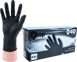 Qtop Nitril wegwerp handschoen ZWART, maat XXL / 11