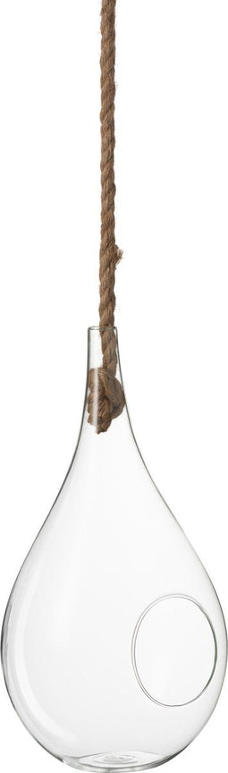 J-Line terrarium Traan - glas/koord - transparant - Ø 20 cm