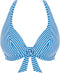 Beach Hut - Bikini top - Retro chevronprint met bunnyknoop - Blauw Wit - Maat 70G (EU)