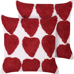MINGORA - Sierkussen set van 2 - Rood/Wit - 45 x 45 cm - Katoen