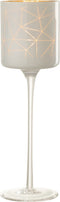 J-Line theelichthouder op voet Milano - glas - wit/goud - large
