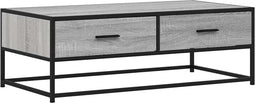vidaXL - Salontafel - 100x50x35 - cm - bewerkt - hout - en - metaal - grijs - sonoma