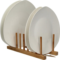 Luxe Droogrek voor na het Afwassen van Borden van Bamboe – 12x34x13cm | Afwasrekje | Stijlvol en Uniek Bordenrek voor in de Keuken | Serviesrek