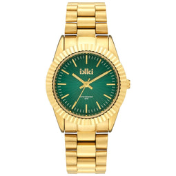 IKKI BRONX BX16 Dames Horloge - 3ATM Waterdicht - RVS - Goudkleurig / Groen