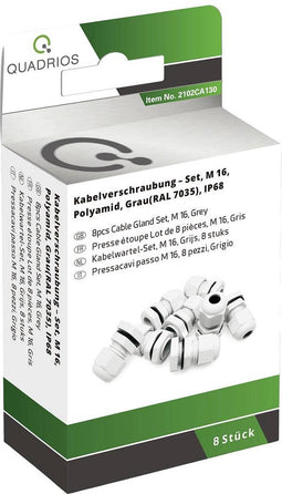 Quadrios 2102CA130 Wartel assortiment M16 PA66 Lichtgrijs 1 set(s)