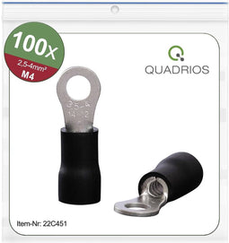 Quadrios 22C451 Ringkabelschoen Dwarsdoorsnede (max.): 4.0 mm² Gat diameter: 4.3 mm Deels geïsoleerd Zwart 1 set(s)