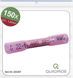 Quadrios 22C467 Stootverbinder Met krimpkous 0.5 mm² 1.5 mm² Volledig geïsoleerd Rood 1 set(s)