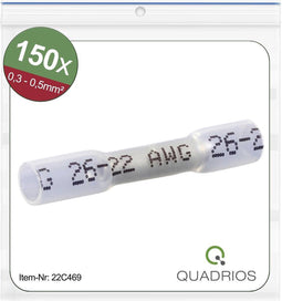 Quadrios 22C469 Stootverbinder Met krimpkous 0.3 mm² 0.5 mm² Volledig geïsoleerd Wit 1 set(s)