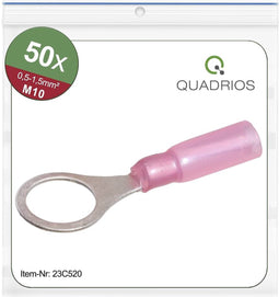 Quadrios 23C520 Ringkabelschoen Dwarsdoorsnede (max.): 1.5 mm² Gat diameter: 10.5 mm Deels geïsoleerd Rood 50 stuk(s)
