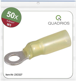 Quadrios 23C527 Ringkabelschoen Dwarsdoorsnede (max.): 6 mm² Gat diameter: 5.3 mm Deels geïsoleerd Geel 50 stuk(s)