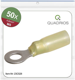 Quadrios 23C528 Ringkabelschoen Dwarsdoorsnede (max.): 6 mm² Gat diameter: 6.5 mm Deels geïsoleerd Geel 50 stuk(s)