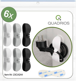 Quadrios 23CA244 Kabelhouder Zelfklevend 23CA244 Zwart, Grijs, Wit 6 stuk(s)