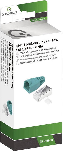Quadrios RJ-45 connectorset CAT 6 1906C167 Stekker, recht Aantal polen (sensoren) 8P8C Groen 25 stuk(s)