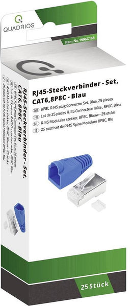 Quadrios RJ-45 connectorset CAT 6 1906C168 Stekker, recht Aantal polen (sensoren) 8P8C Blauw 25 stuk(s)