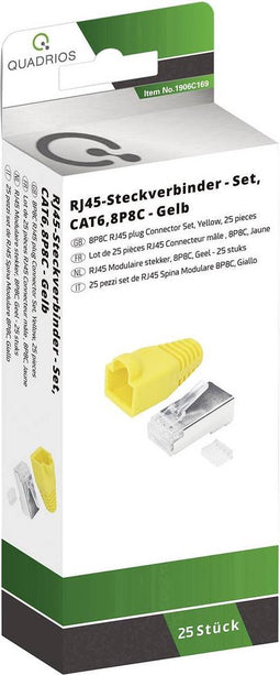 Quadrios RJ-45 connectorset CAT 6 1906C169 Stekker, recht Aantal polen (sensoren) 8P8C Geel 25 stuk(s)