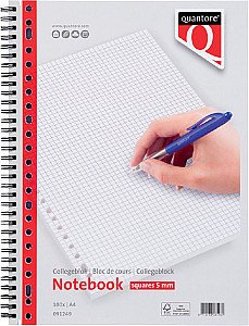 Quantore - Collegeblok a4 ruit 5mm 23-gaats 100 vel | 5 stuks