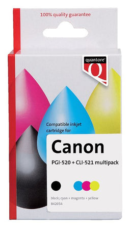 Quantore - Inktcartridge canon pgi-520 cli-521 2zwart + 3kleur | 12 stuks
