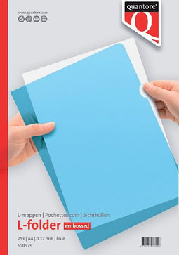 Quantore - Insteekmap l-model a4 pp 0.12mm blauw 25 stuks