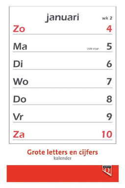 Quantore - Kalender 2025 met grote letters en cijfers qua | 10 stuks