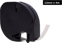 Quantore - Labele 91201 12mmx4m kunststof zwart op wit