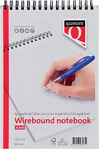 Quantore - Spiraalblok a5 lijn spiraal 100vel 70gr | 5 stuks