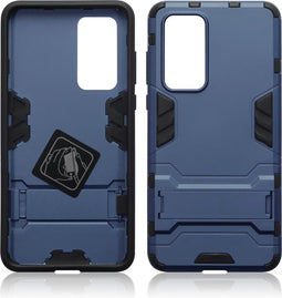 Qubits - Double Armor Layer hoes met stand - Geschikt voor Huawei P40 - Blauw