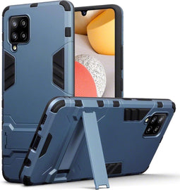 Qubits - Double Armor Layer hoes met stand - Geschikt voor Samsung Galaxy A42 - Blauw
