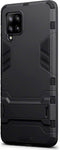 Qubits - Double Armor Layer hoes met stand - Geschikt voor Samsung Galaxy A42 - Zwart