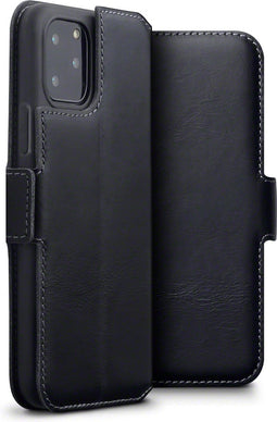 Qubits - lederen slim folio wallet hoes - Geschikt voor iPhone 11 Pro - Zwart