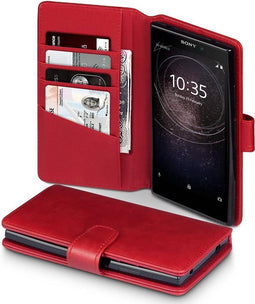 Qubits - luxe echt lederen wallet hoes - Geschikt voor Sony Xperia L2 - rood