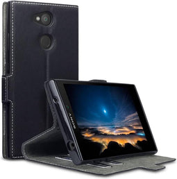 Qubits - slim wallet hoes - Geschikt voor Sony Xperia L2 - zwart