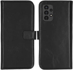 Selencia Galaxy A13 (4G) - Echt Lederen Bookcase - 3 Pashouders - Zwart