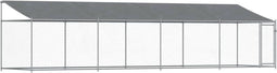 vidaXL - Hondenhok - met - dak - en - deur - 8x2x2 - m - gegalvaniseerd - staal - grijs