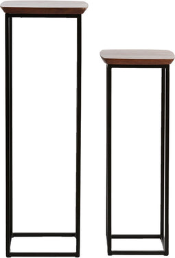 Quenza zuil set van 2 - acacia hout/zwart