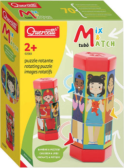 Quercetti Tubo Mix & Match Roterende Puzzel Kinderen en Beroepen